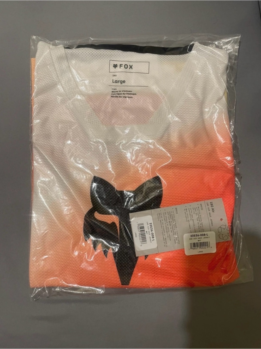 Fox Gradient Mesh Jersey — White, Orange with Black Logo